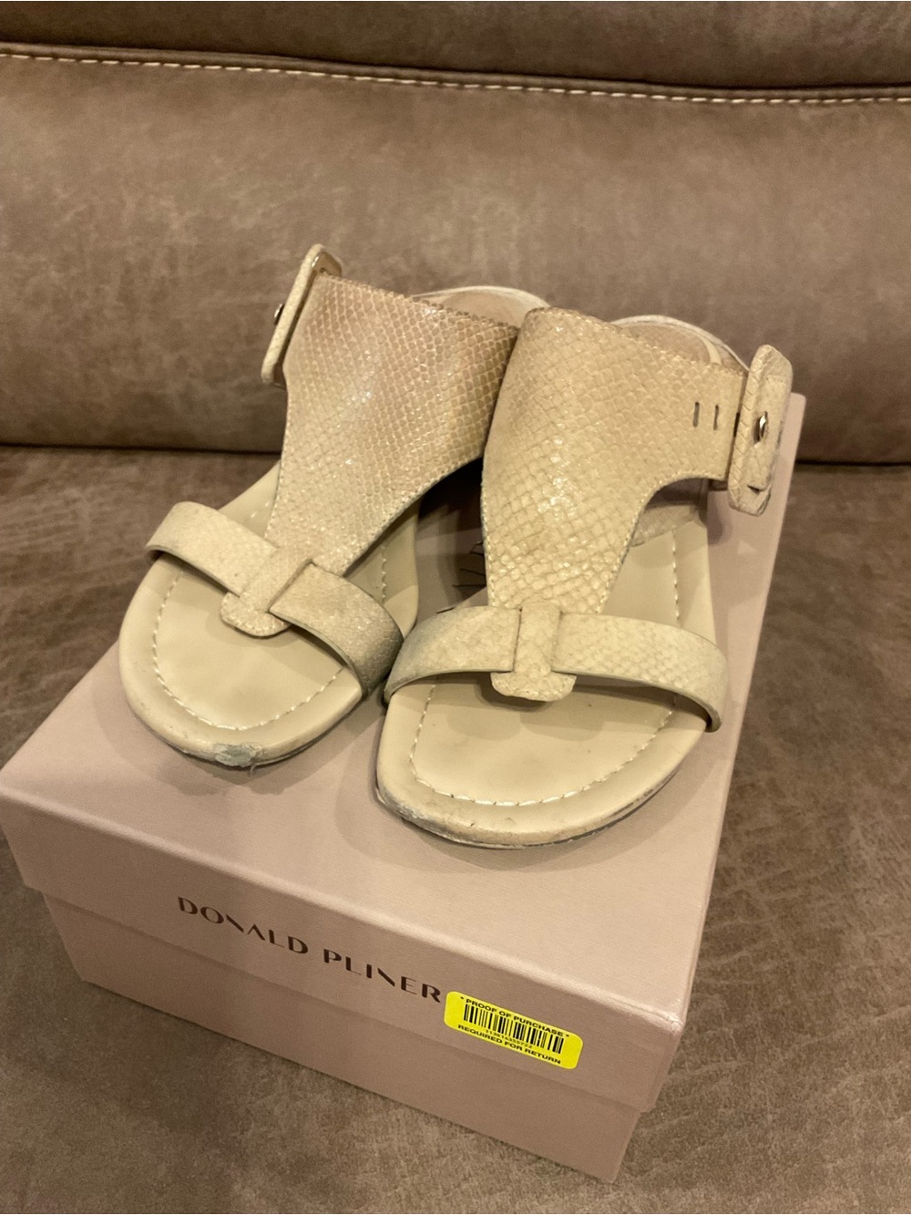 Donald Pliner Metallic Snakeskin Sandals - 7